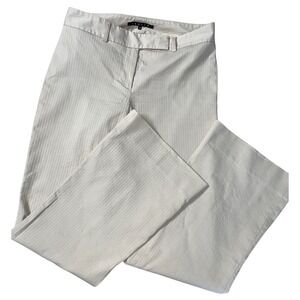 Theory Demitria Cream Pinstripe Wide Leg Dress Trouser Pants Size 4 Cotton Blend